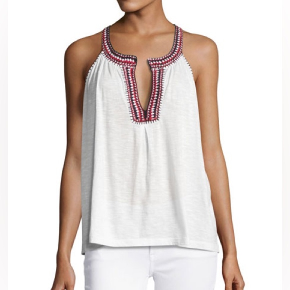 Soft Joie White Embroidered Tank